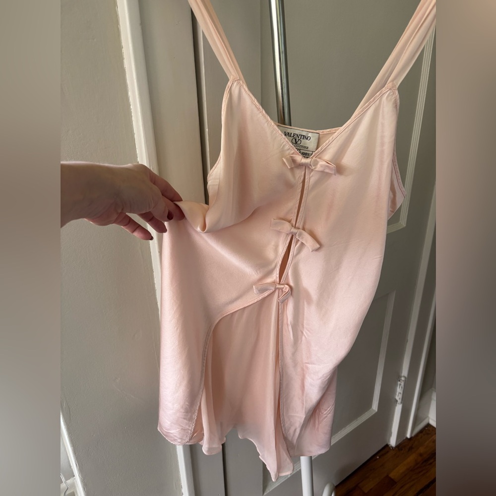 Valentino Intimo vintage pink 100% silk sheer slip nightgown Sz Sm